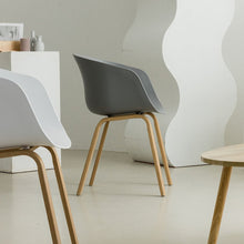 HEY Chair with Armrest เก้าอี้รับประทานอาหาร มีที่วางแขน ขาเหล็กลายไม้ - favchair.