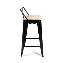 TOLICA Outdoor Wood Barstool with Half-Backrest สตูลสูงเหล็ก เหล็กเคลือบป้องกันสนิม 2 ชั้น ที่นั่งไม้ MDF - favchair.