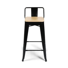 TOLICA Outdoor Wood Barstool with Half-Backrest สตูลสูงเหล็ก เหล็กเคลือบป้องกันสนิม 2 ชั้น ที่นั่งไม้ MDF - favchair.