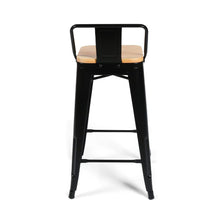 TOLICA Outdoor Wood Barstool with Half-Backrest สตูลสูงเหล็ก เหล็กเคลือบป้องกันสนิม 2 ชั้น ที่นั่งไม้ MDF - favchair.