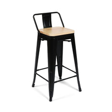 TOLICA Outdoor Wood Barstool with Half-Backrest สตูลสูงเหล็ก เหล็กเคลือบป้องกันสนิม 2 ชั้น ที่นั่งไม้ MDF - favchair.