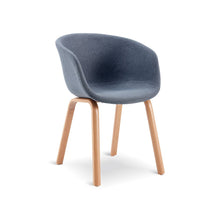 HEY Cloud Chair with Armrest เก้าอี้รับประทานอาหาร มีที่วางแขน เบาะผ้า ขาเหล็กลายไม้ - favchair.